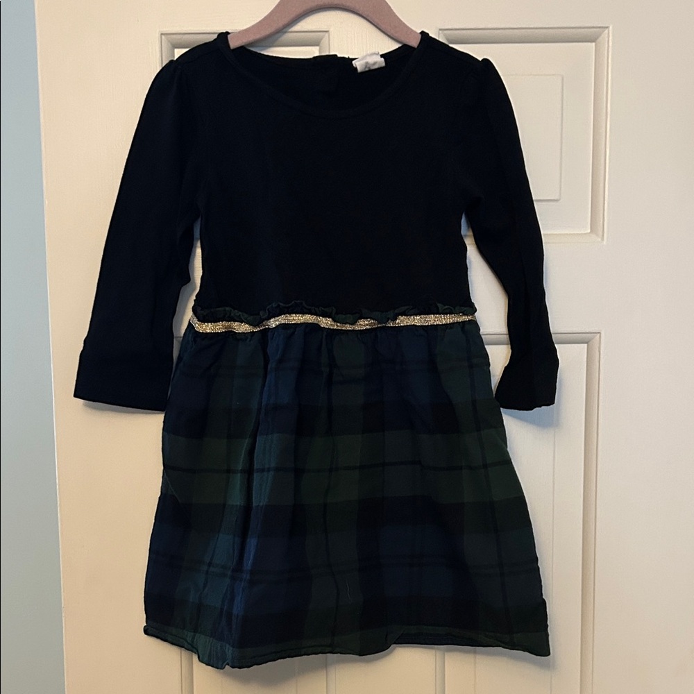 GAP Kids Dress with Black Top and Green Plaid Skirt